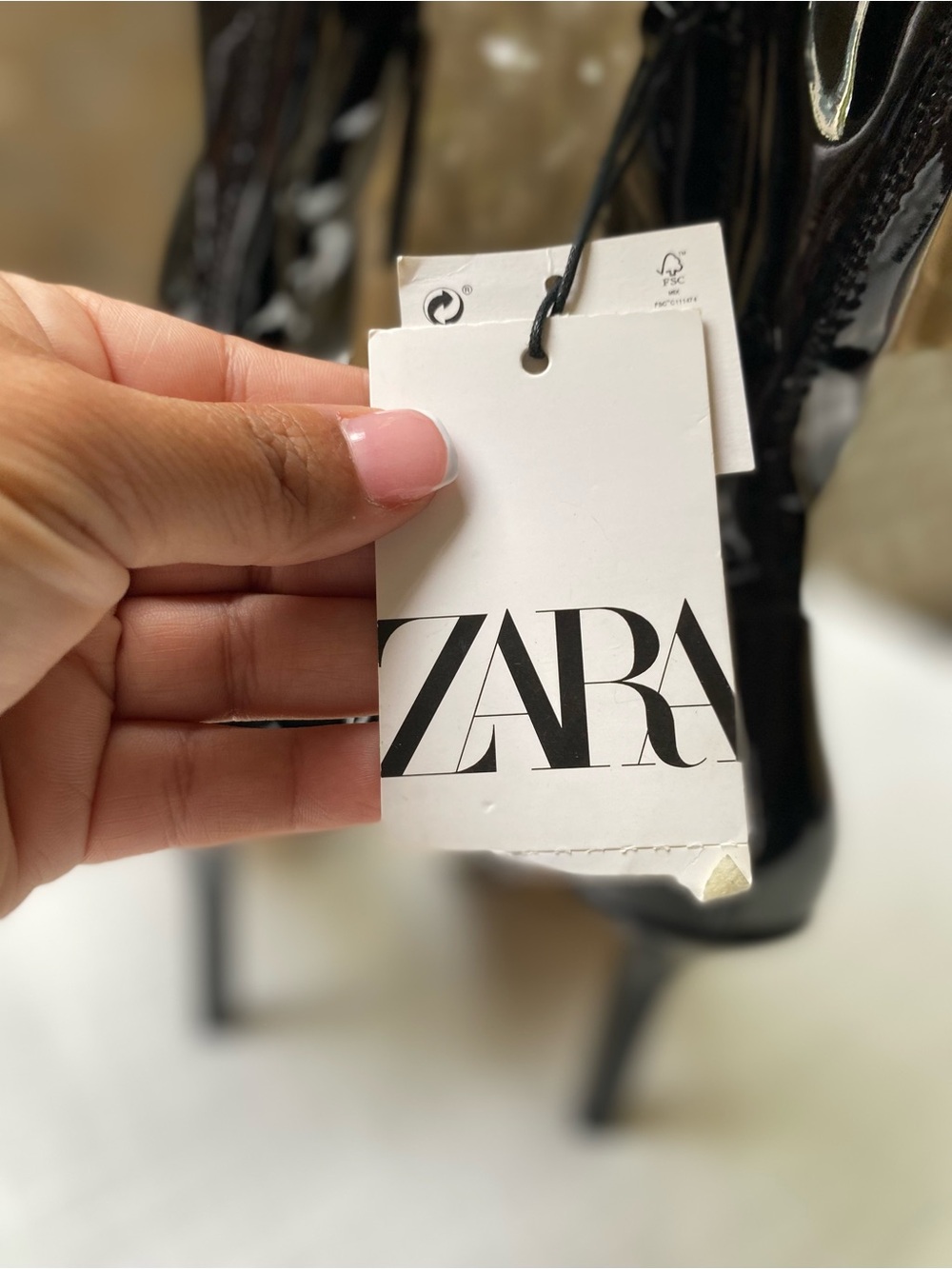 Zara Black Patent thigh high Pointed Stiletto Boots